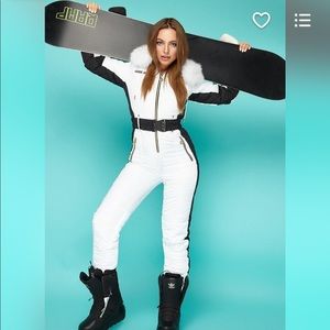 NWT White with black women’s ski suit